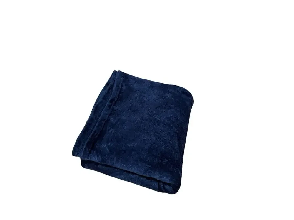 Small Dark Blue Fleece Throw Blanket Navy Indigo Soft Accent Cover Quilt
